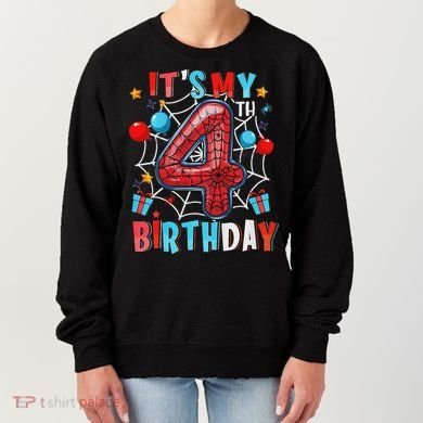 It's My 4th Birthday Spider Web Theme Party 4 Years Old Women's Sweatshirt