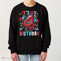 It's My 4th Birthday Spider Web Theme Party 4 Years Old Women's Sweatshirt thumb 0