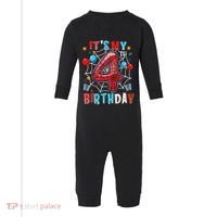 It's My 4th Birthday Spider Web Theme Party 4 Years Old Infant Fleece One Piece thumb 0