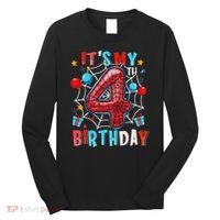 It's My 4th Birthday Spider Web Theme Party 4 Years Old Long Sleeve Shirt thumb 0