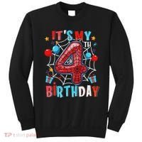 It's My 4th Birthday Spider Web Theme Party 4 Years Old Sweatshirt thumb 0