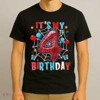 It's My 4th Birthday Spider Web Theme Party 4 Years Old T-Shirt thumb 3
