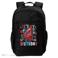 It's My 4th Birthday Spider Web Theme Party 4 Years Old Backpack thumb 0