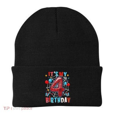 It's My 4th Birthday Spider Web Theme Party 4 Years Old Beanie