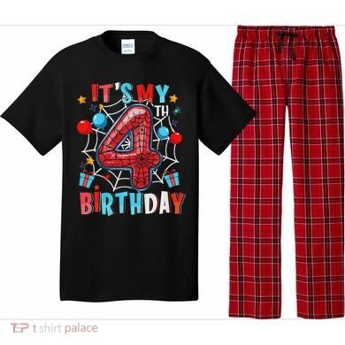 It's My 4th Birthday Spider Web Theme Party 4 Years Old Pajama Set