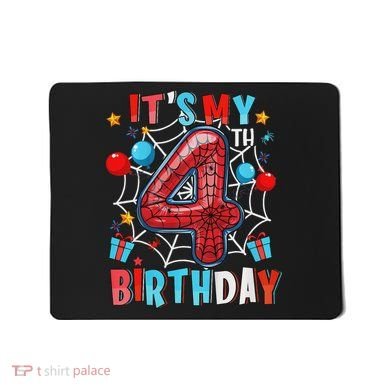 It's My 4th Birthday Spider Web Theme Party 4 Years Old Mousepad