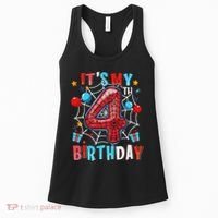 It's My 4th Birthday Spider Web Theme Party 4 Years Old Women's Tank Top thumb 0