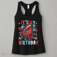 It's My 4th Birthday Spider Web Theme Party 4 Years Old Women's Tank Top thumb 3