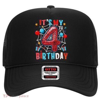 It's My 4th Birthday Spider Web Theme Party 4 Years Old Hat