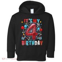 It's My 4th Birthday Spider Web Theme Party 4 Years Old Toddler Hoodie thumb 0