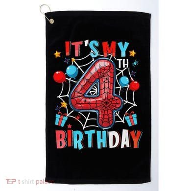 It's My 4th Birthday Spider Web Theme Party 4 Years Old Golf Towel