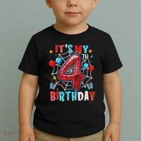 It's My 4th Birthday Spider Web Theme Party 4 Years Old Toddler T-Shirt thumb 2