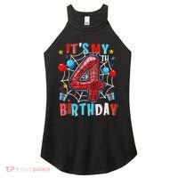 It's My 4th Birthday Spider Web Theme Party 4 Years Old Women's Perfect Tri Rocker Tank thumb 0