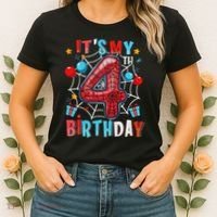 It's My 4th Birthday Spider Web Theme Party 4 Years Old Women's T-Shirt thumb 2