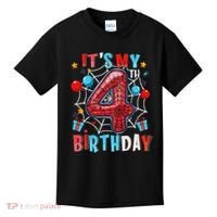 It's My 4th Birthday Spider Web Theme Party 4 Years Old Kids T-Shirt thumb 0