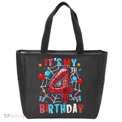 It's My 4th Birthday Spider Web Theme Party 4 Years Old Tote Bag
