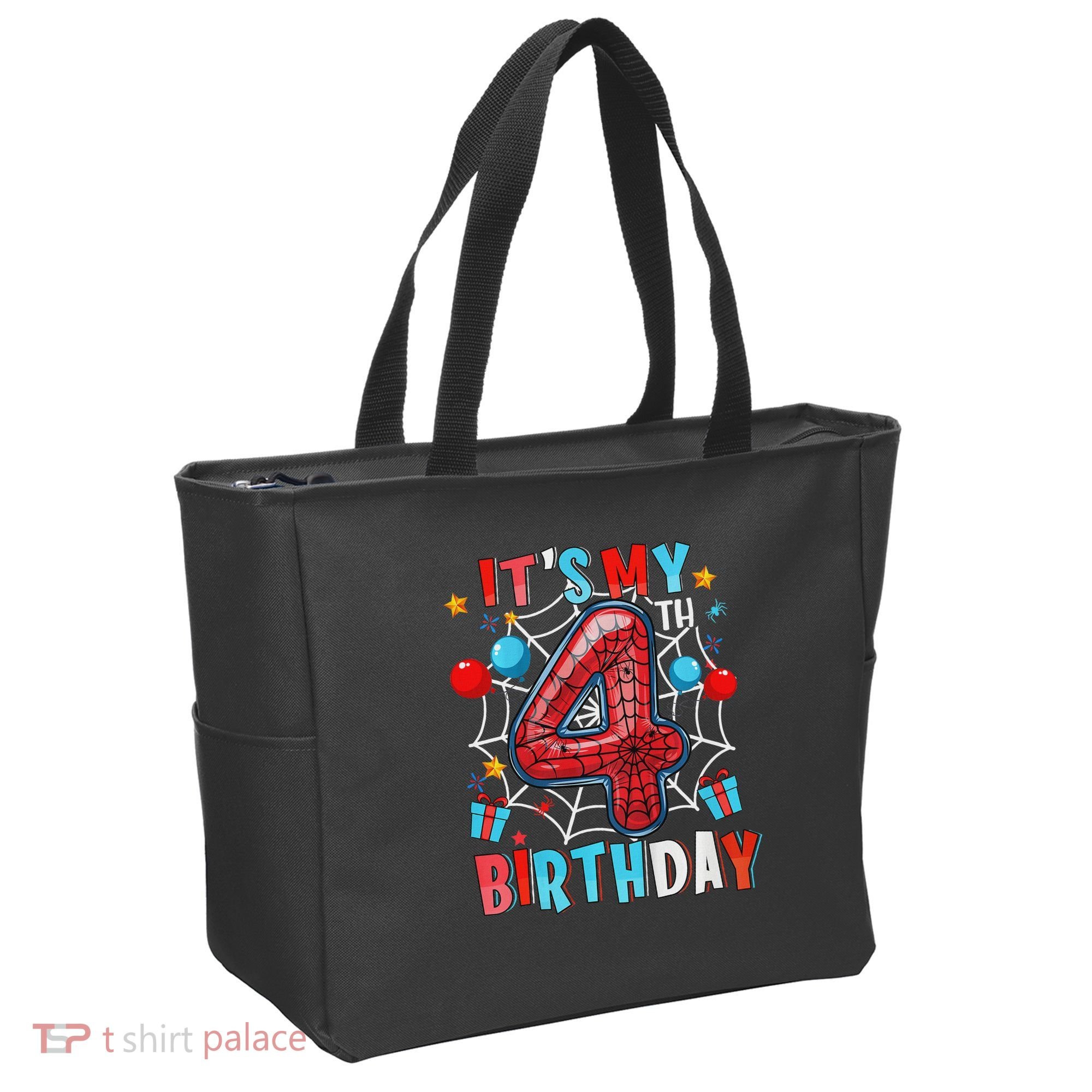 It's My 4th Birthday Spider Web Theme Party 4 Years Old Tote Bag