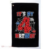 Its My 4th Birthday Spider Theme Party 4 Year Old Boy 3020 Golf Towel thumb 0