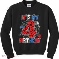 Its My 4th Birthday Spider Theme Party 4 Year Old Boy 3020 Kids Sweatshirt thumb 0