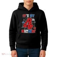 Its My 4th Birthday Spider Theme Party 4 Year Old Boy 3020 Kids Hoodie thumb 4