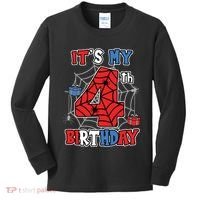 Its My 4th Birthday Spider Theme Party 4 Year Old Boy 3020 Kids Long Sleeve Shirt thumb 0
