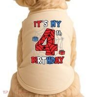 Its My 4th Birthday Spider Theme Party 4 Year Old Boy 3020 Doggie Tank thumb 0