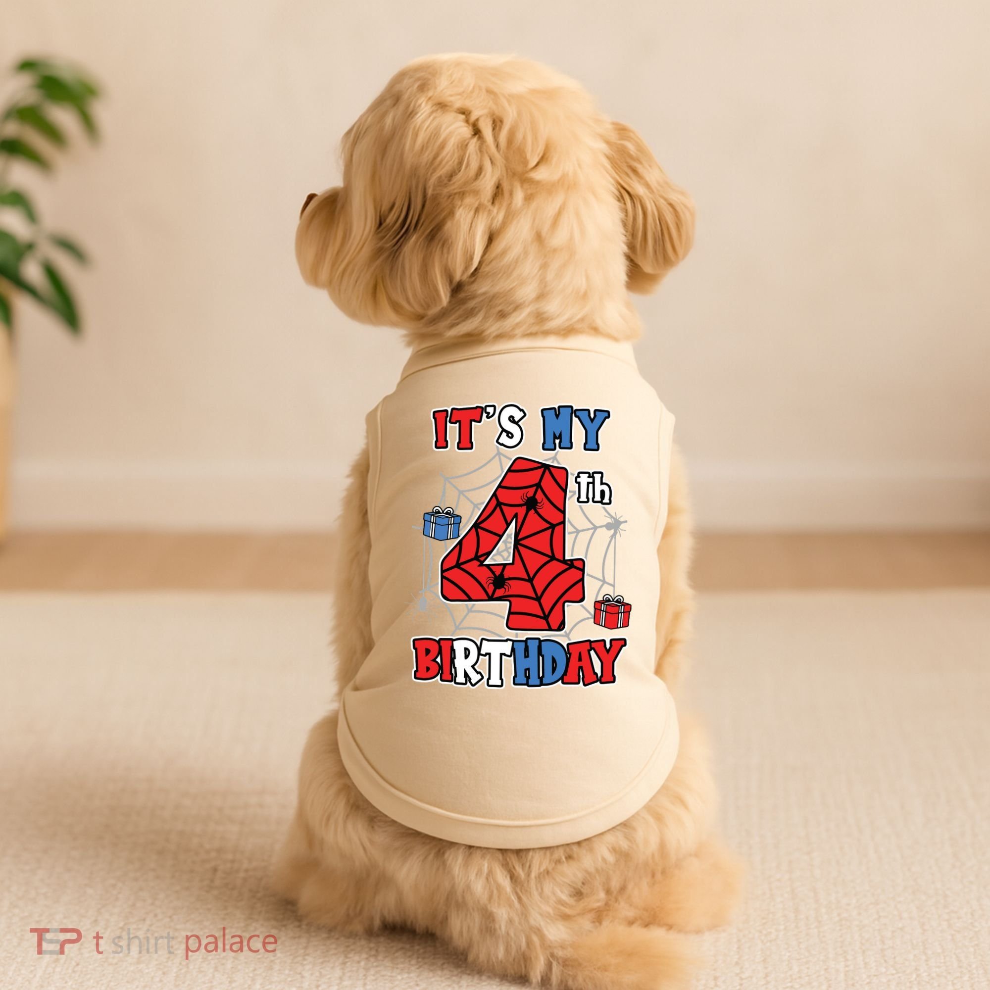 Its My 4th Birthday Spider Theme Party 4 Year Old Boy 3020 Doggie Tank