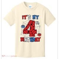 Its My 4th Birthday Spider Theme Party 4 Year Old Boy 3020 Kids T-Shirt thumb 0