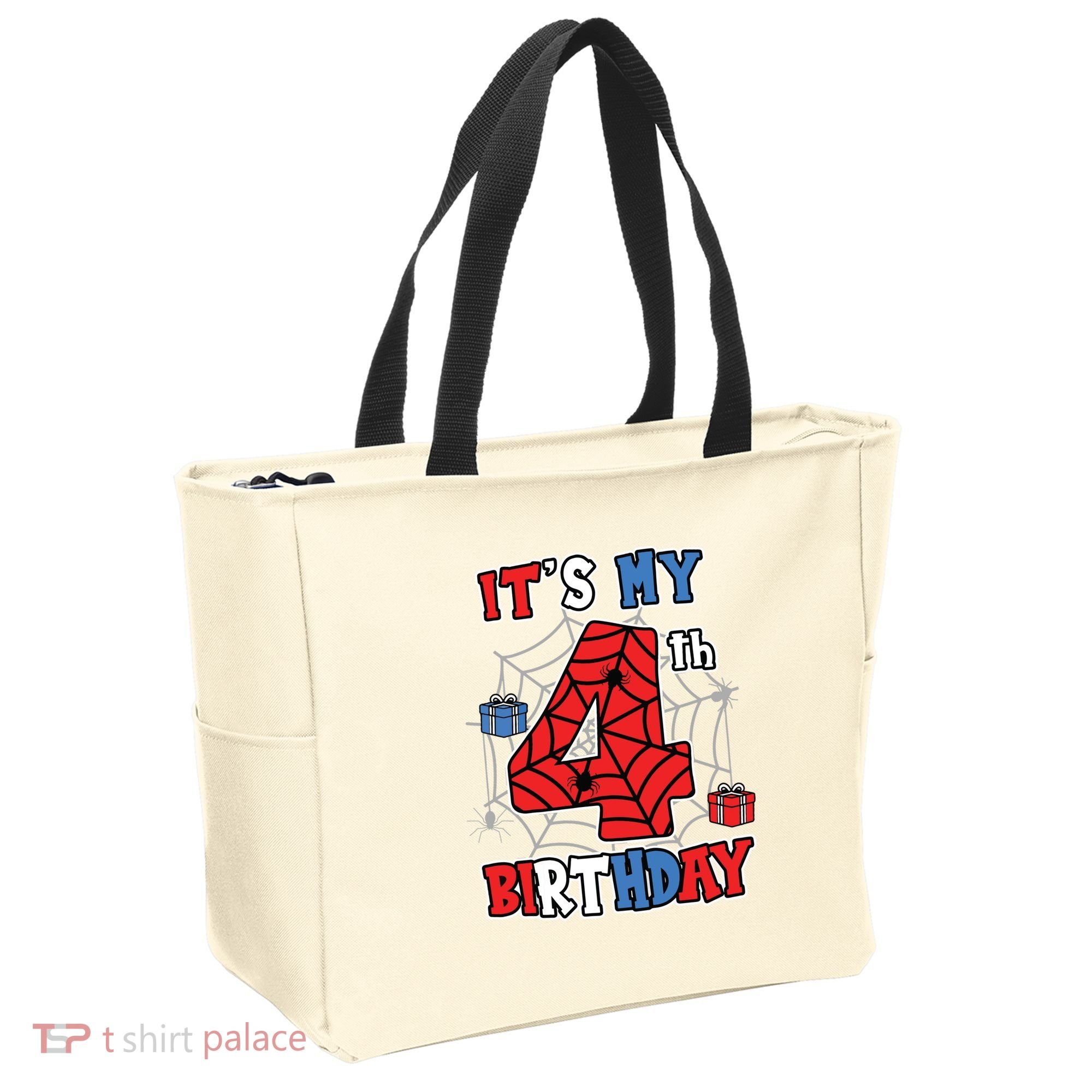 Its My 4th Birthday Spider Theme Party 4 Year Old Boy 3020 Tote Bag