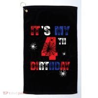 Its My 4th Birthday Spider Theme Party 4 Year Old Boy Golf Towel thumb 0