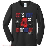 Its My 4th Birthday Spider Theme Party 4 Year Old Boy Kids Long Sleeve Shirt thumb 0