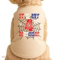 Its My 4th Birthday Spider Theme Party 4 Year Old Boy Doggie Tank thumb 0