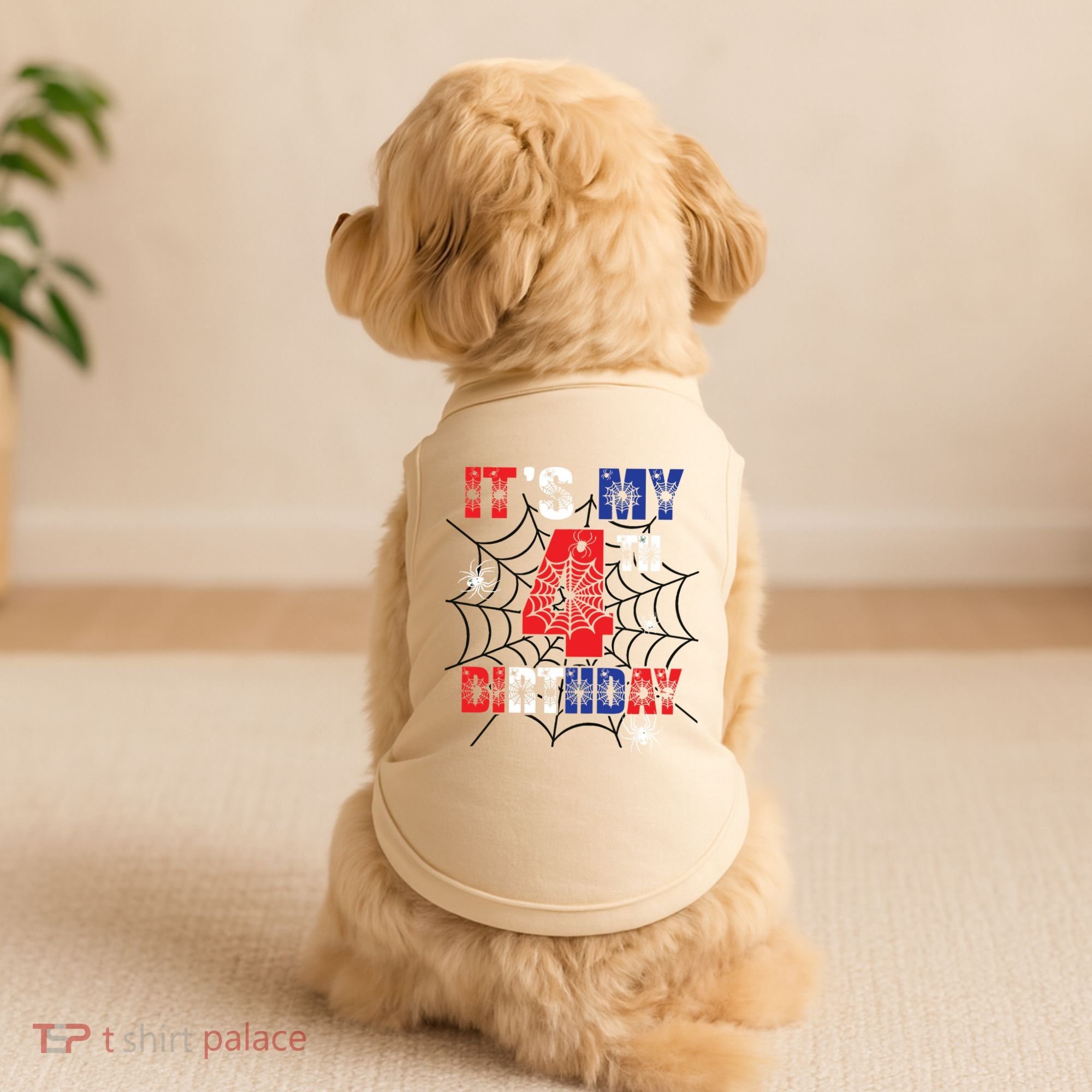 Its My 4th Birthday Spider Theme Party 4 Year Old Boy Doggie Tank