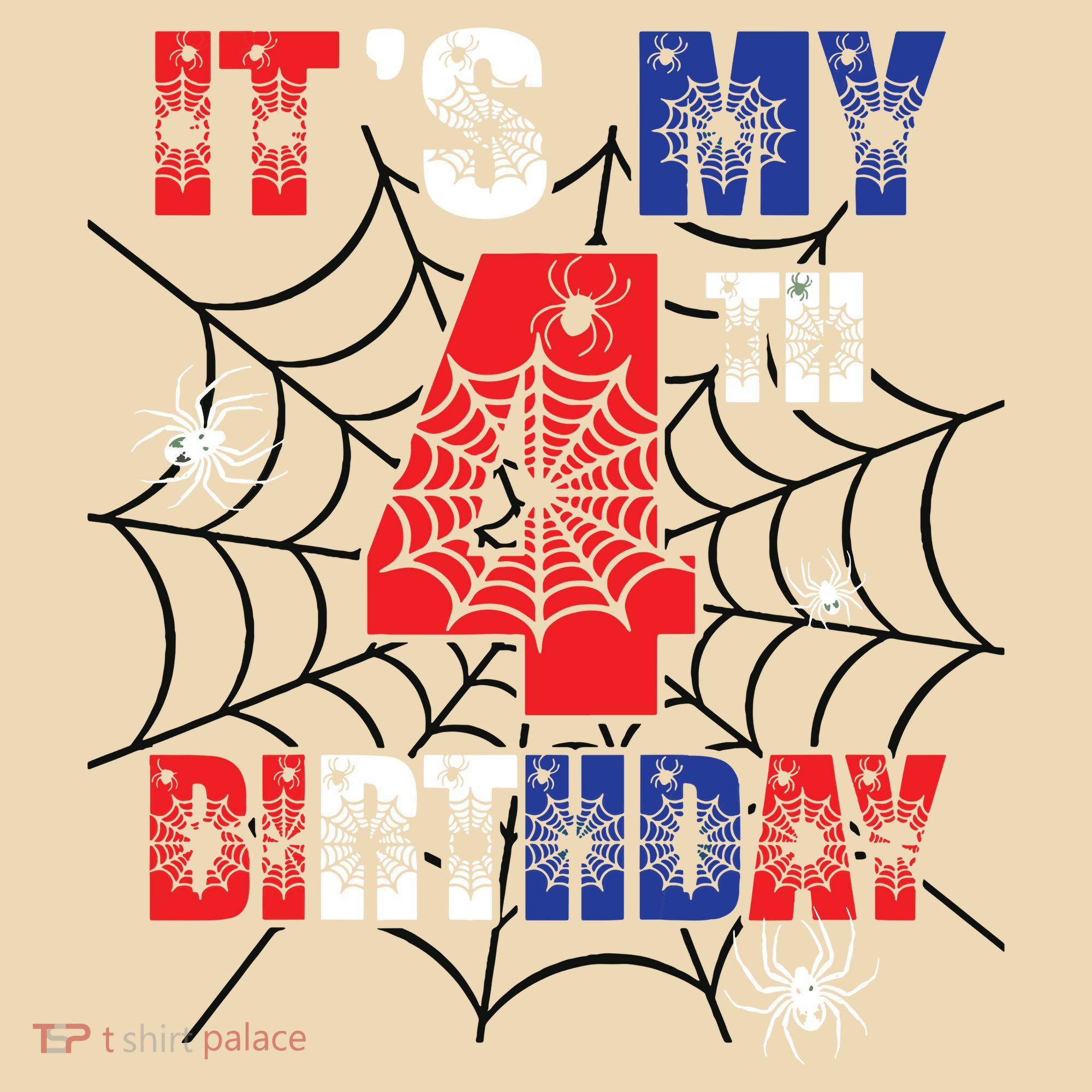 Its My 4th Birthday Spider Theme Party 4 Year Old Boy Kids T-Shirt