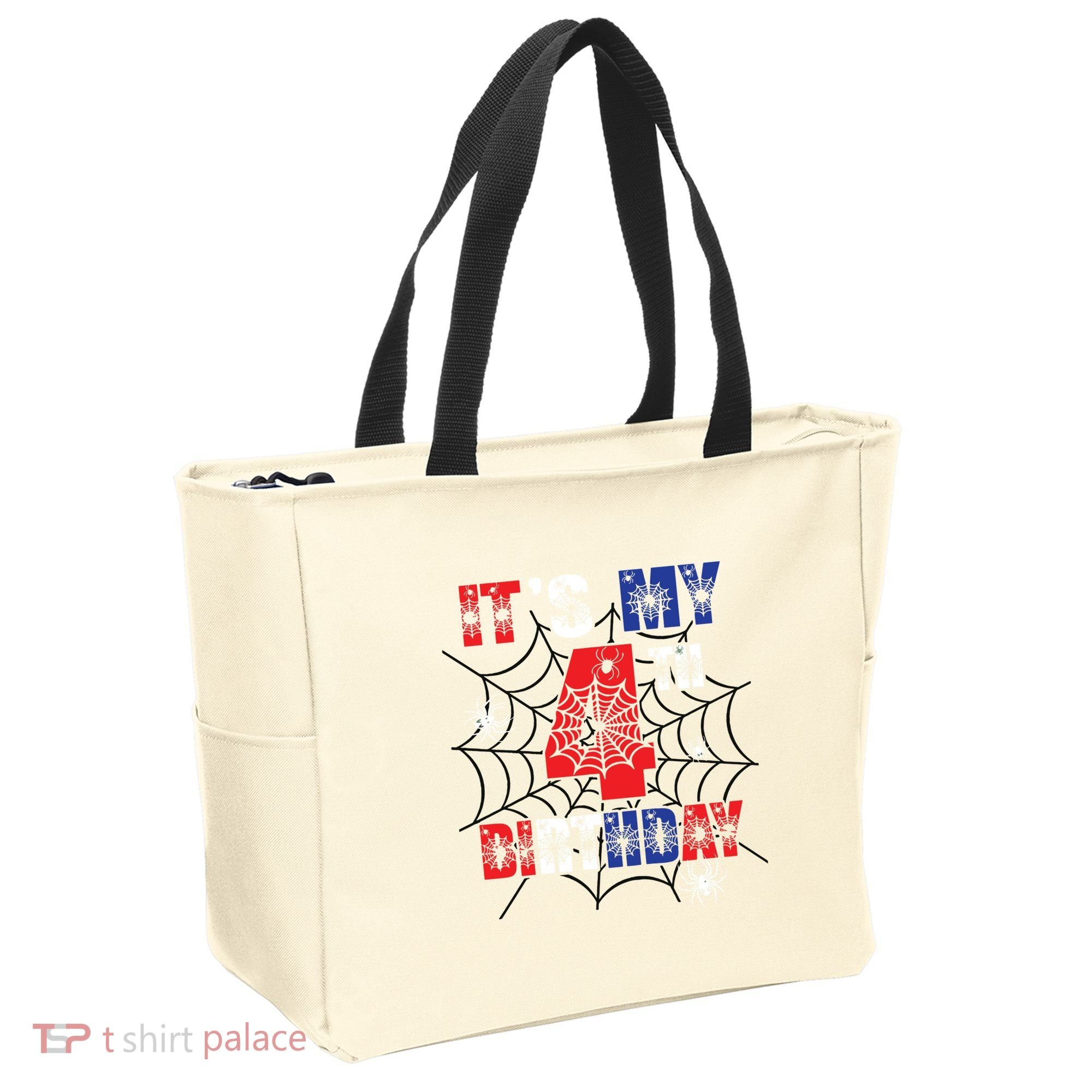 Its My 4th Birthday Spider Theme Party 4 Year Old Boy Tote Bag