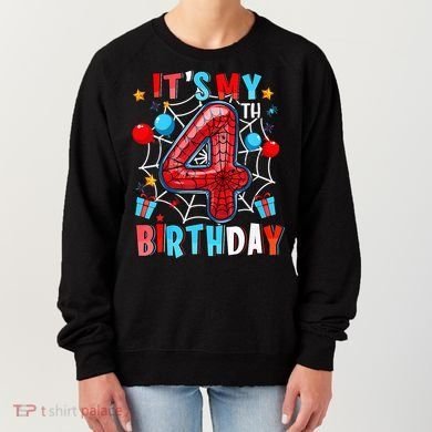 It'S My 4th Birthday Spider Theme Party Boy Birthday Present Women's Sweatshirt