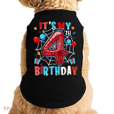 It'S My 4th Birthday Spider Theme Party Boy Birthday Present Doggie Tank