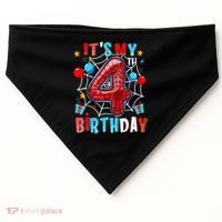 It'S My 4th Birthday Spider Theme Party Boy Birthday Present USA-Made Doggie Bandana thumb 0