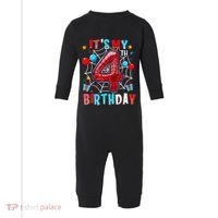 It'S My 4th Birthday Spider Theme Party Boy Birthday Present Infant Fleece One Piece thumb 0