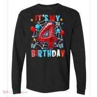 It'S My 4th Birthday Spider Theme Party Boy Birthday Present Comfort Colors Heavyweight Long Sleeve T-Shirt thumb 0