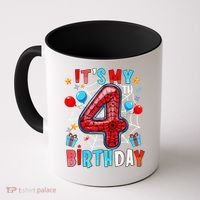 It'S My 4th Birthday Spider Theme Party Boy Birthday Present Coffee Mug thumb 0