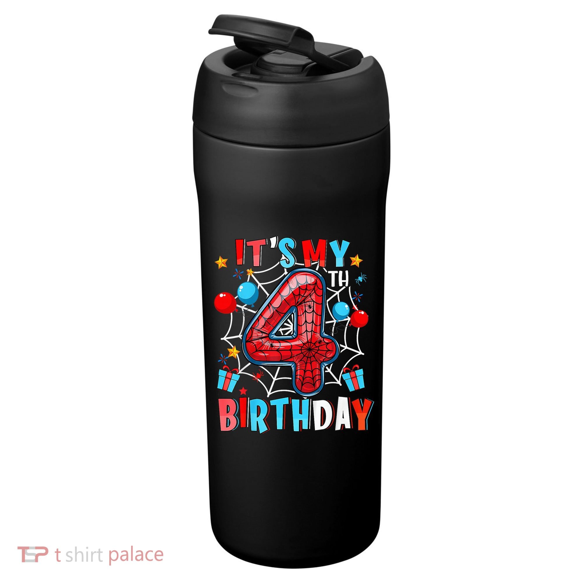 It'S My 4th Birthday Spider Theme Party Boy Birthday Present 24oz Duet Stainless Steel Tumbler