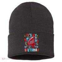It'S My 4th Birthday Spider Theme Party Boy Birthday Present Sustainable Knit Beanie thumb 0