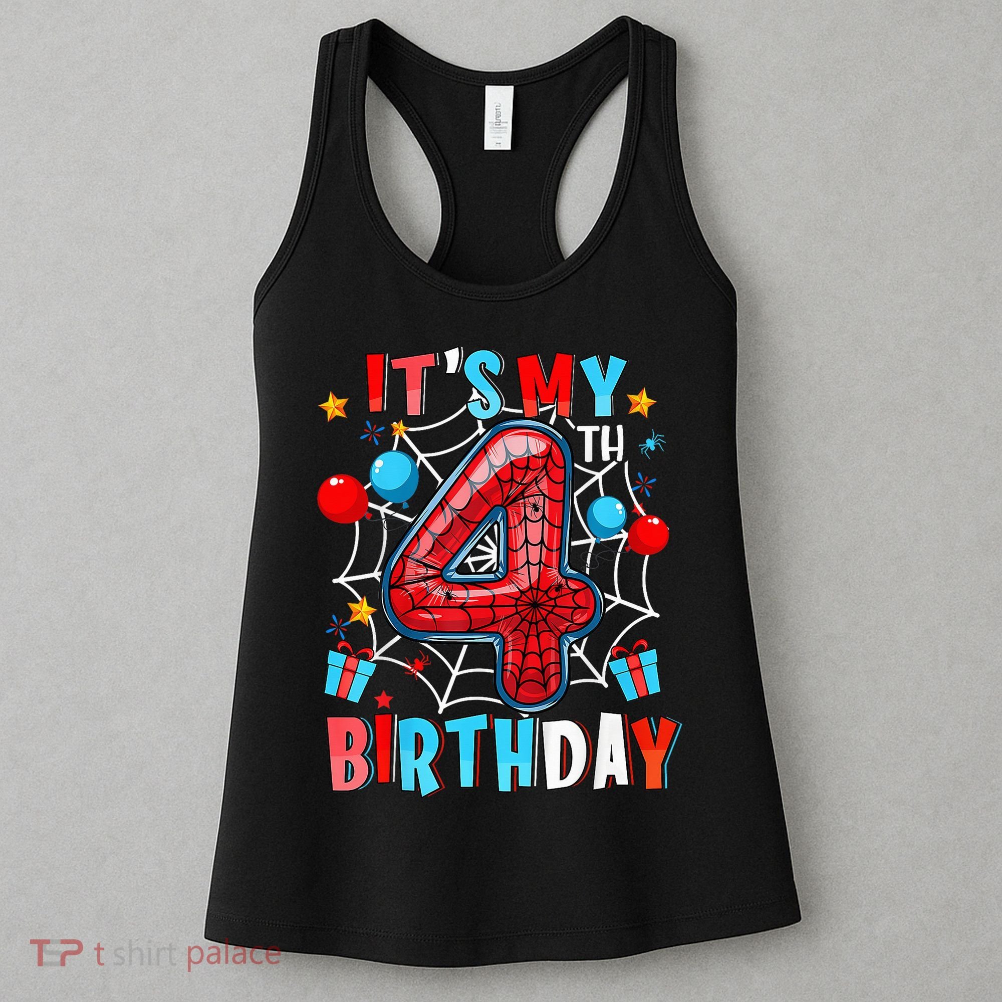 It'S My 4th Birthday Spider Theme Party Boy Birthday Present Women's Tank Top