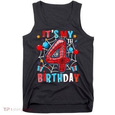 It'S My 4th Birthday Spider Theme Party Boy Birthday Present Tank Top