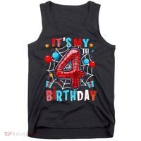 It'S My 4th Birthday Spider Theme Party Boy Birthday Present Tank Top thumb 0