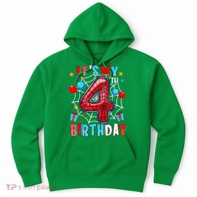 It'S My 4th Birthday Spider Theme Party Boy Birthday Present Hoodie