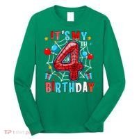 It'S My 4th Birthday Spider Theme Party Boy Birthday Present Long Sleeve Shirt thumb 0