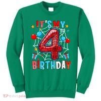 It'S My 4th Birthday Spider Theme Party Boy Birthday Present Sweatshirt thumb 0