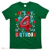 It'S My 4th Birthday Spider Theme Party Boy Birthday Present T-Shirt thumb 0